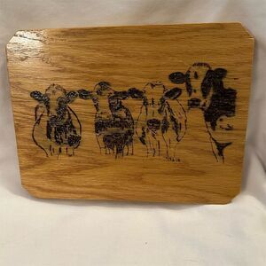 Art N Stuff Bamboo Charcuterie Board with Cow Design Brown